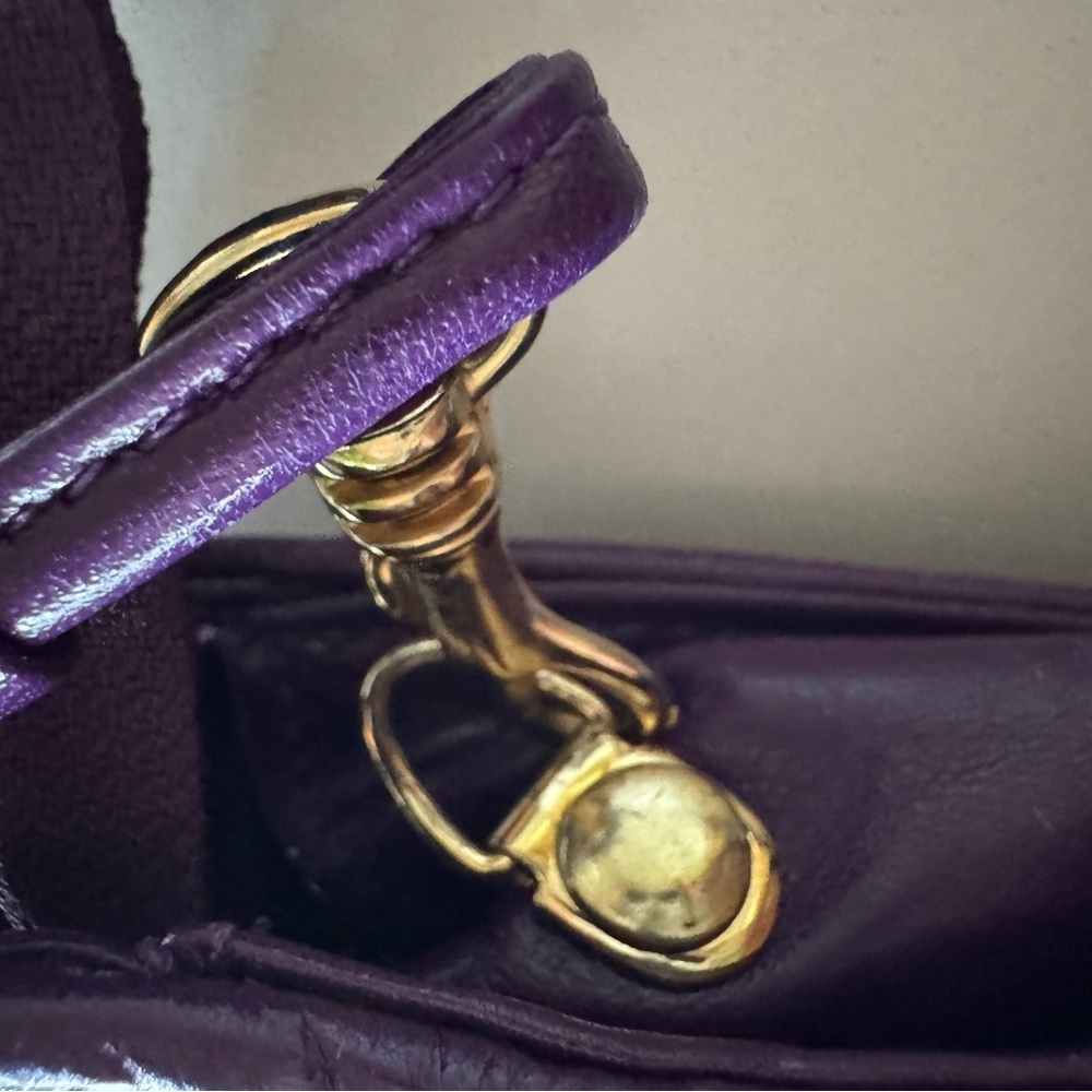 Vintage 80’s Genuine Leather Nolan Miller Dynasty Collection Purple Purse Bag - Picture 3 of 12